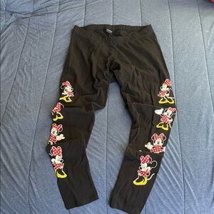 Disney Black Leggings with Minnie Mouse Design